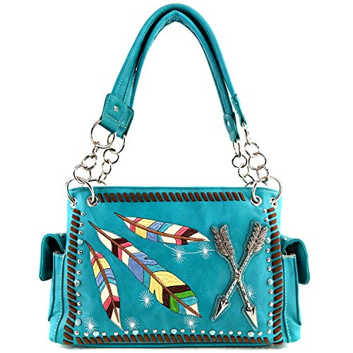 Native Color Feather Arrow Stud Weave Conceal Carry Shoulder Handbag Purse