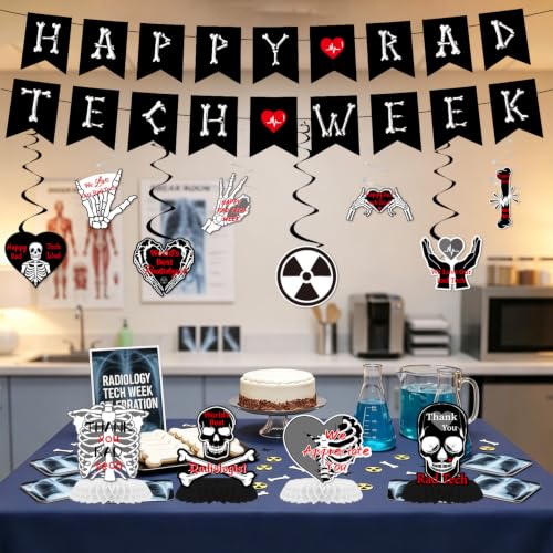 Image of Rad Tech Week Decor - 2 Banners 8 Swirls 4 Honeycomb Set