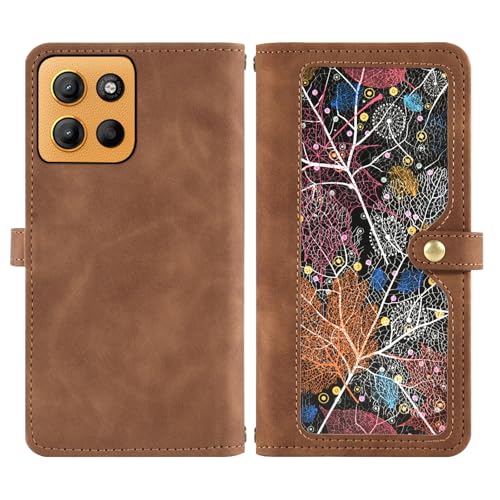 Coque Moto G15 Asuwish marron protège écran et cartes