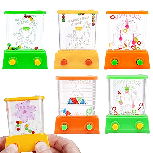 6 Piezas de Mini Juegos de Anillo de Agua de Mano, Pinball de Agua, Juego de Agua de Anillo para niños, Favores de Fiesta Regalo de Cumpleaños para Niños, Calendario de Adviento para Niños y Niñas Cover