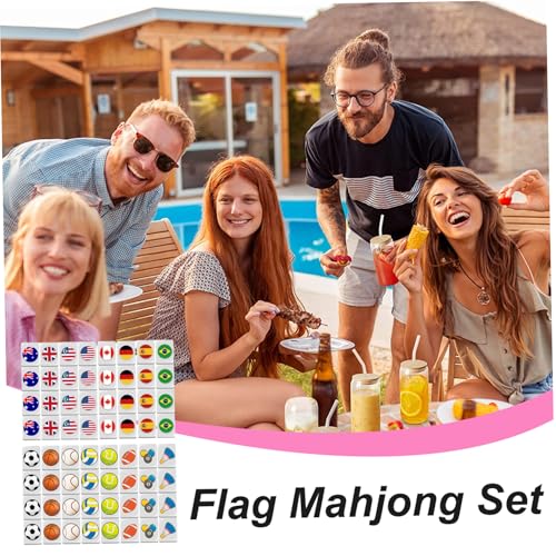 Mini Mahjong Set con 64 Piezas Patrón Bandera y Bola miniatura 2