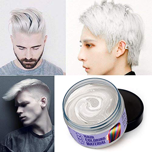 Mofajang Hair Wax Dye Styling Cream Mud, Natural Hairstyle Color Pomade, Washable Temporary (White)