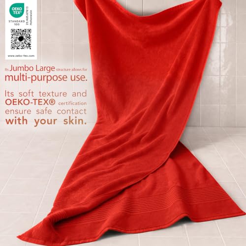 Image of Cotton Paradise 100% Cotton Turkish Towel Set, Soft Absorbent Quick Dry, 2 Piece 35x70 Bath Sheet Set, Red