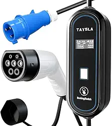 Portátil Carregador Carro Eletrico TAYSLA 7KW Cabo de 5M 32A-24A-20A-16A-13A-10A-8A Carregador EV Tipo 2 para Carros Elétricos e Híbridos Uso Interno/Externo Veículo Elétrico BYD Nissan Phantom