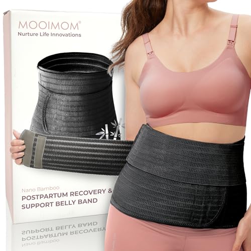 Image of MOOIMOM Coolweave Postpartum Belly Band for C-Section Recovery, Breathable Maternity Abdominal Binder with Ergonomic Back Support, Adjustable Belly Wrap for Post Surgery Recovery, Waist & Core