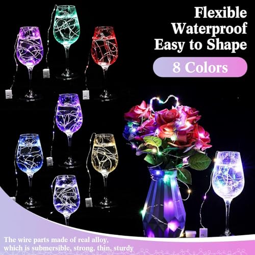 Image of LITVERSE 3 Pack Fairy Lights Battery Operated [3 Modes], 7ft 20 Led Twinkle Lights String Lights Waterproof Bulk Small Mini Silver Wire for Mason Jars Vases Wedding Table Centerpiece,Multicolor