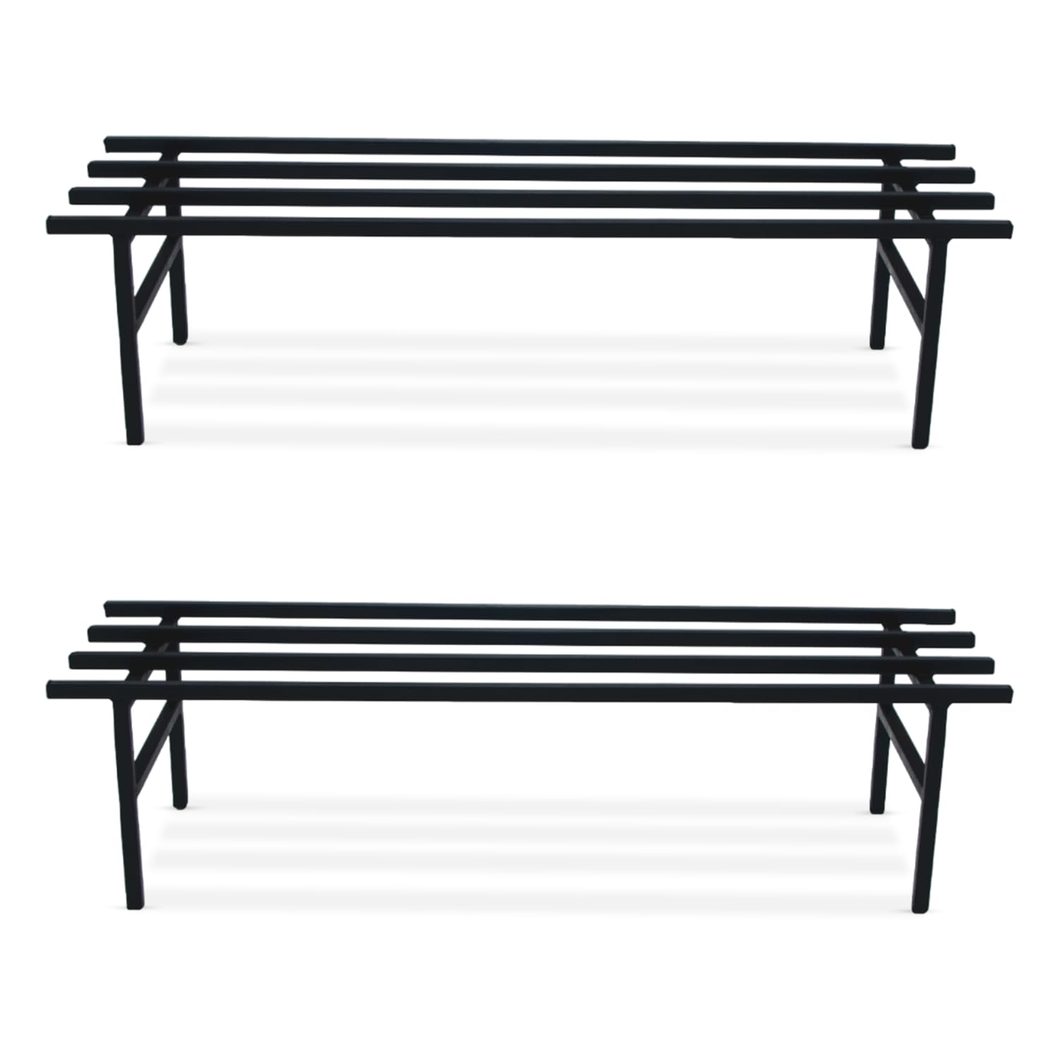BonKaso Heavy Duty Rectangle Plant Stand: 76x24x18 cm, Black - Set of 2, Modern Design for Indoor & Outdoor Use, Sturdy, Anti-Rust Planter Stand for Garden, Balcony, Patio