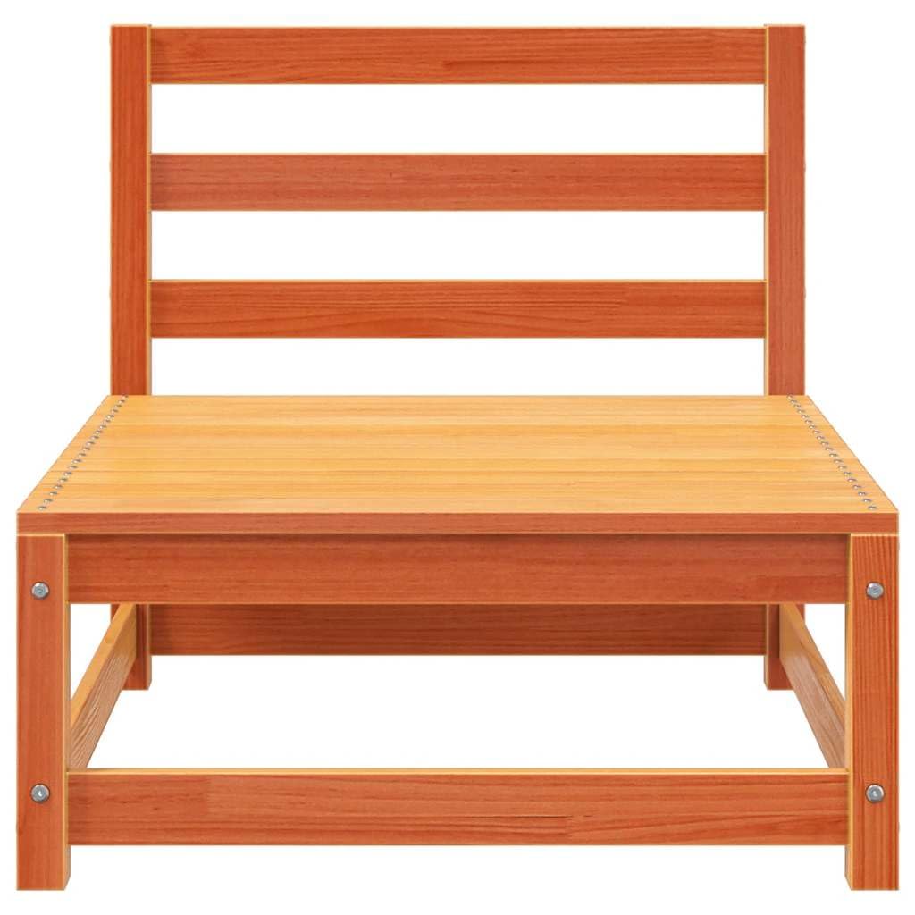 vidaXL Sofá Jardín sin Reposabrazos, Silla de Listones con Respaldo, Sofá Modular, Sillón para Patio Terraza, Madera de Pino Marrón Cera
