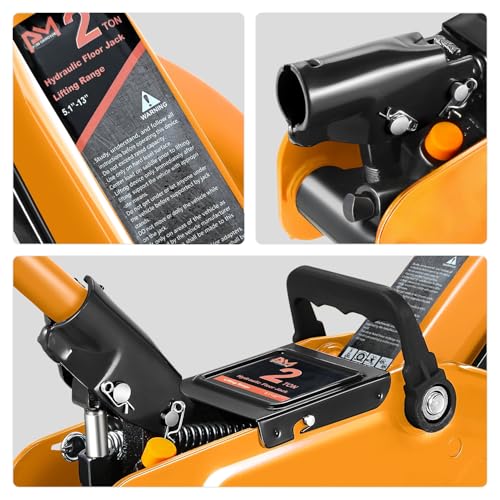 Image of PM PERFORMOTOR Low Profile Hydraulic Trolley Service /Floor Jack, 2 Ton (4000 lbs) Capacity, Lifting Range 5.1 inch-13 inch,Orange,PM-TOL-FJ20-OG
