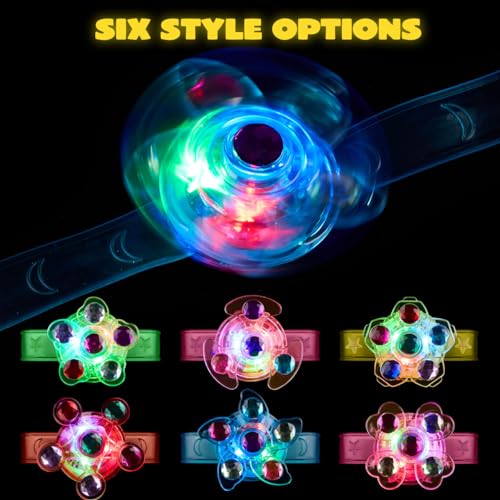 Joyin 16149 12 Pack Led Light Up Spinner Bracelets, Glow In The Dark Fidget Party Favors thumb #4