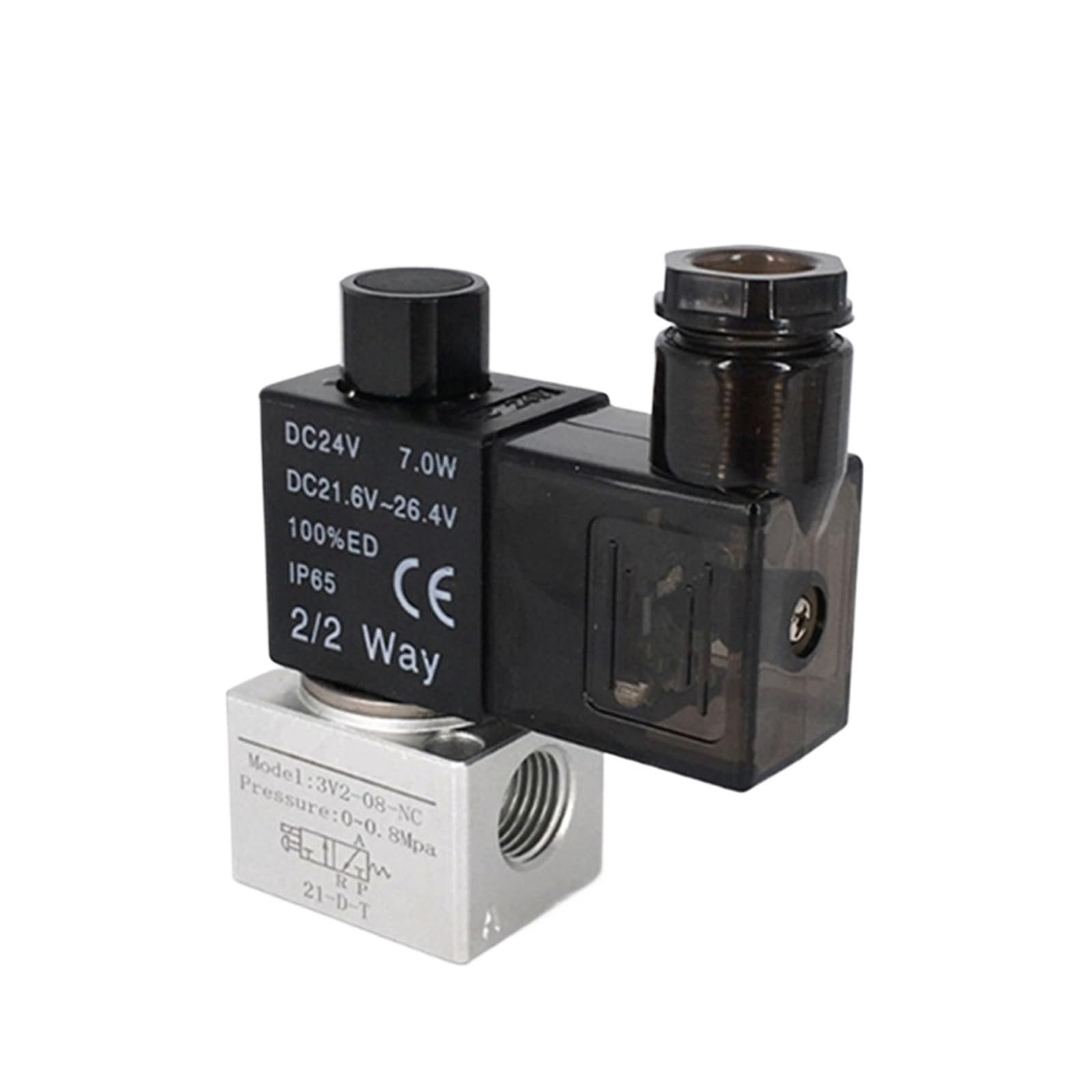PXQCHAVLN Vacuum 3V2-06/08 220V 110V 24V 12V 3 Port 2 Position Terminal Type Normally Closed/Opened(Onecolor,3V2-08-NO)