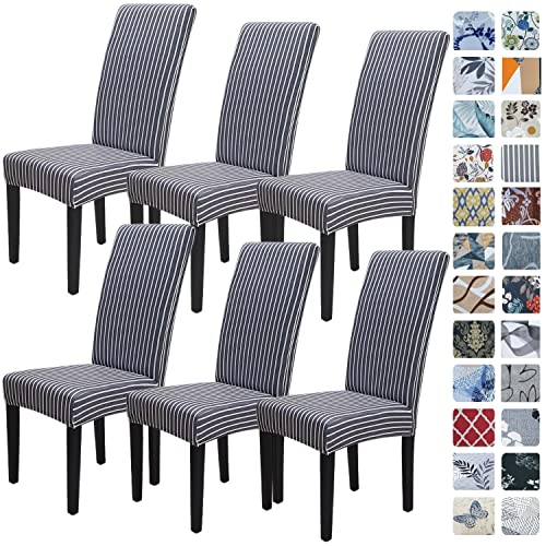 SPRINGRICO Fundas para sillas de comedor, paquete de 6, fundas elásticas para sillas de comedor, de elastano, lavables, fundas para sillas Parsons, protector de asiento extraíble para el hogar o