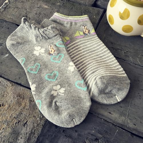 Ankle Socks for Women, Embroidered Bunny Pattern Women's Socks Low Cut Socks Cotton 4 Pairs3
