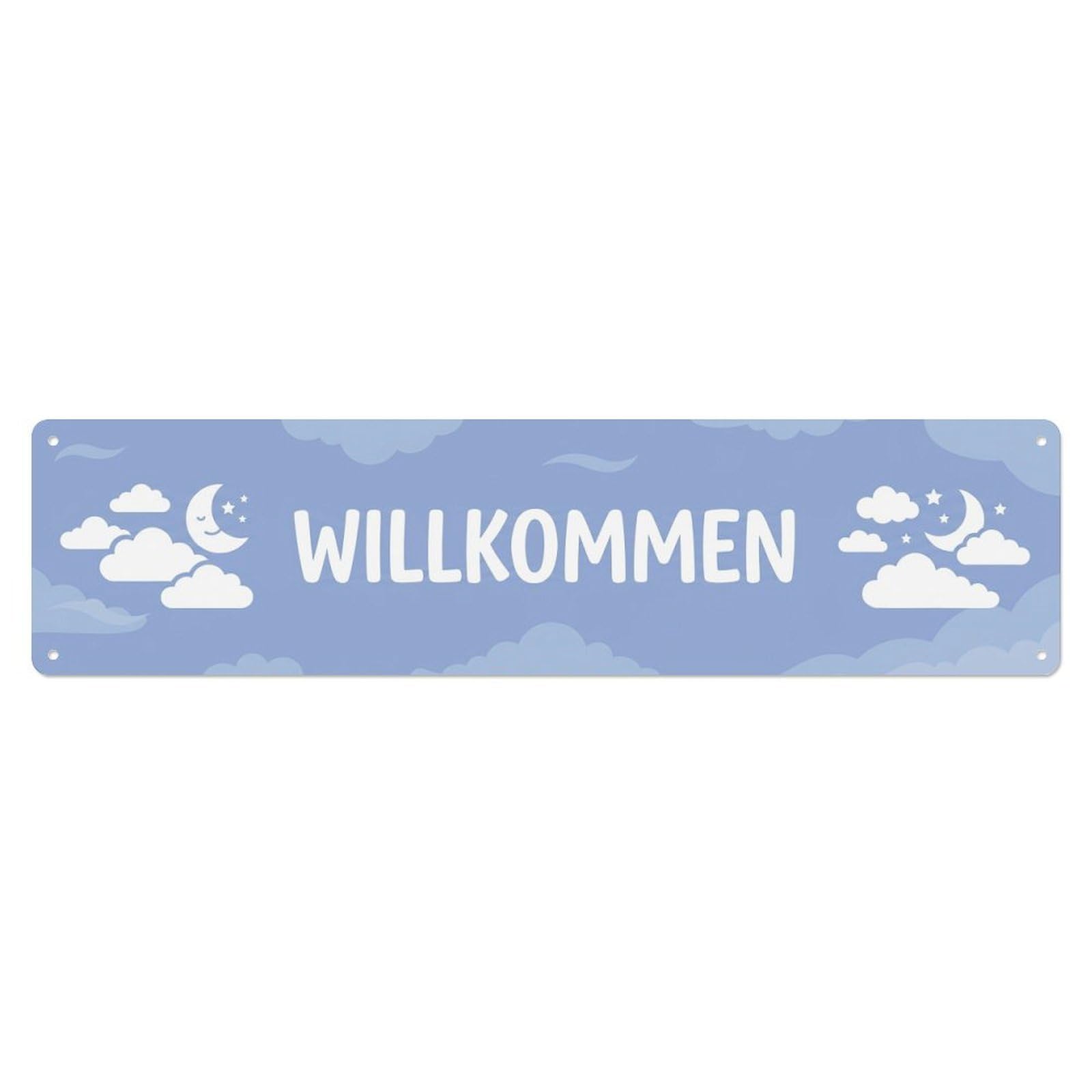 Periwinkle Blue Dreamy Cloud Nursery Welcome Metal Tin Sign Plaque Wall Decor for Cafe, Club Bar, Office, Home Garden Metal Poster 4x16Inch
