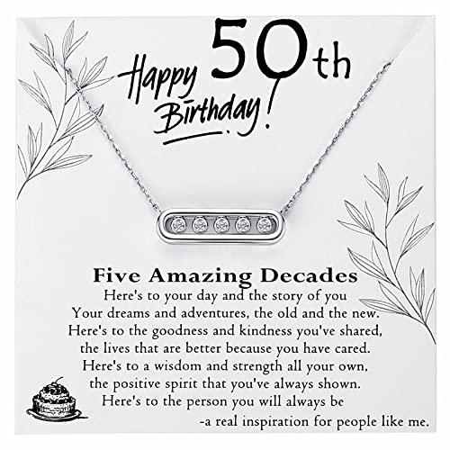 jewelrycard Birthday Gifts for Women, Mom, Daughter, Wife, Sister, Best Friends, 30th 40th 50th 60th Birthday Sterling Silver Necklaces for Women, 30 40 50 60 Year Old Birthday Jewelry for Women