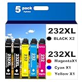 232XL Remanufactured for Epson 232 Ink Cartridges Epson 232XL T232 XL for Epson XP-4200 XP-4205 Epson Workforce WF-2930 WF-2950 Printer (5pack (2Black, Cyan, Magenta, Yellow))