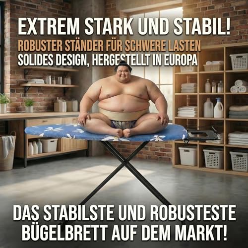 Bügelbrett für Dampfbügelstation Bügeltisch XXL Breit Groß dampfbügelbrett Stabil | 130x...