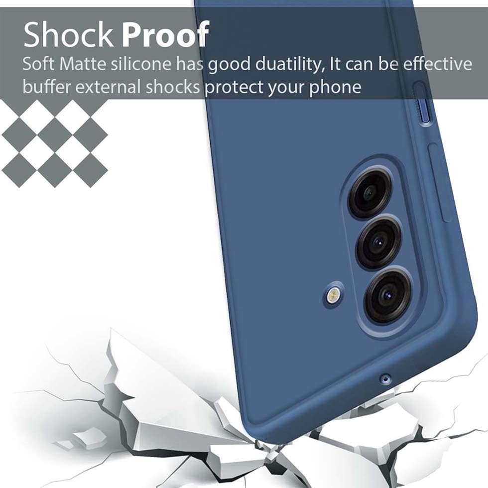 Image of Fashionury Liquid Silicon Back Cover for Samsung Galaxy M17 5G / Samsung Galaxy A17 5G / Samsung Galaxy F17 5G | Camera Protection | Inner Velvet Fabric | Anti-Fingerprint | Ultra Slim Case (Blue)