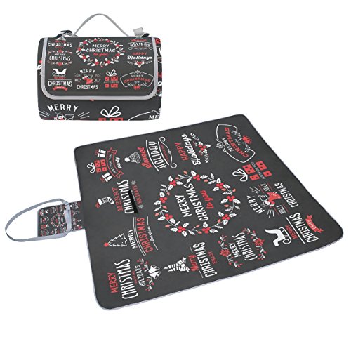 Preisvergleich Produktbild COOSUN Weihnachten Elements Picknick Decke Tote Handlich Matte Mehltau resistent und wasserfest Camping Matte für Picknicks, Strände, Wandern, Reisen, Rving und Ausflüge