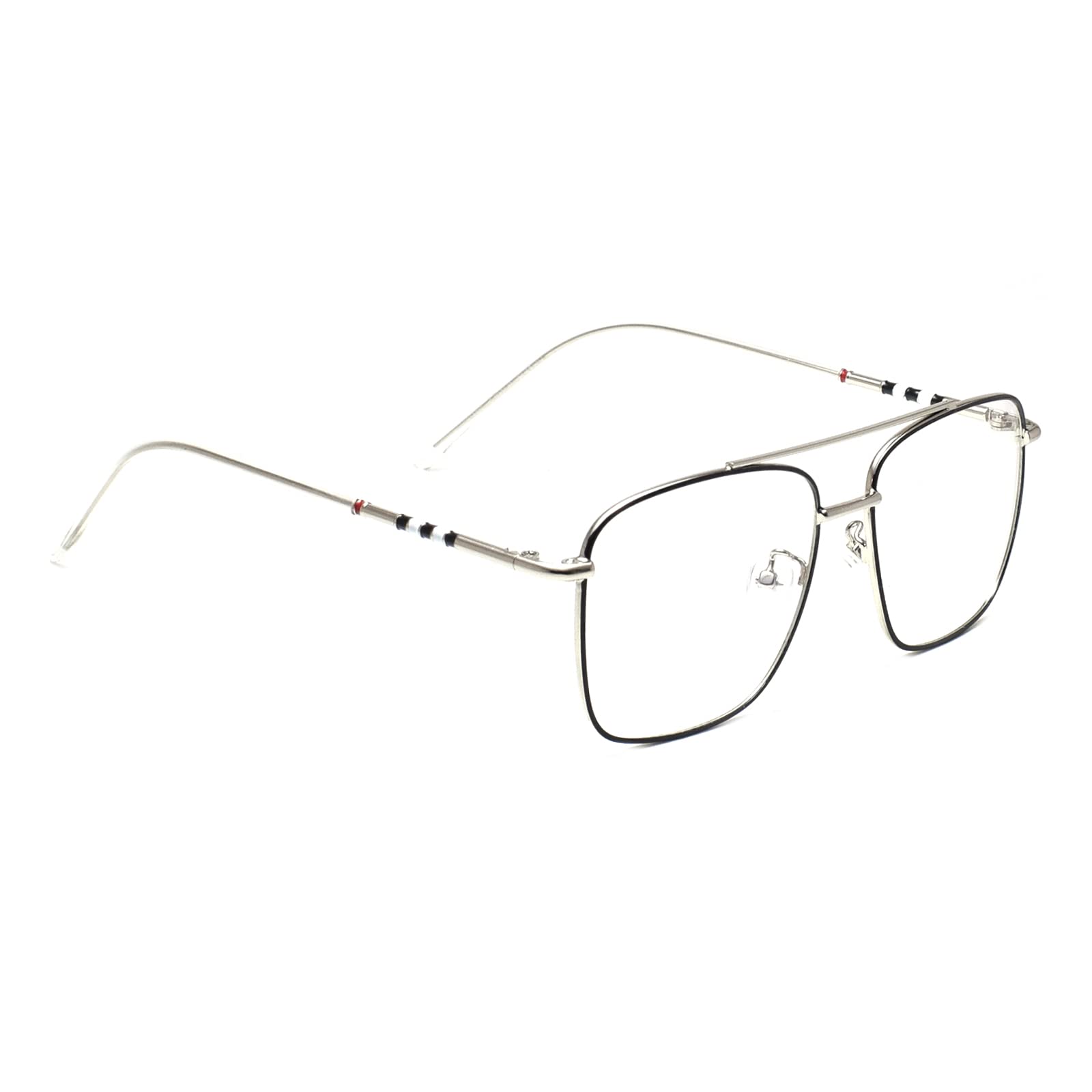 Peter Jones Black/Silver Square Medium Metal Unisex Blue Light Blocking Computer Glasses (N3076BS) (B0BDVCGKDN) Amazon Price History, Amazon Price Tracker
