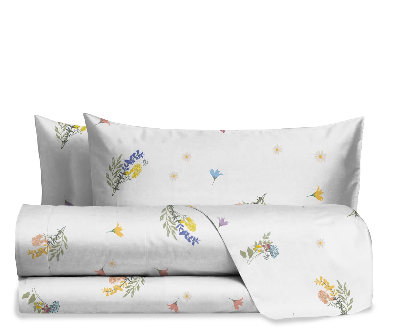 hermet Laura Biagiotti, Set Lenzuola Matrimoniali Cotone, Completo Letto, 100% Cotone, Lenzuolo Sopra, Lenzuolo Con Angoli, Coppia Federe, Fantasia Floreale Hamal