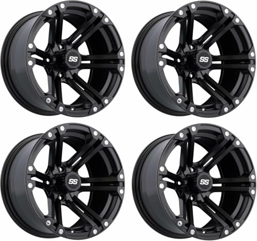 GTW Specter 14 Inch Aluminum Golf Cart Wheel 14x7 | 4-4 Bolt | 3:4 Offset | Set of 4 (Matte Black)