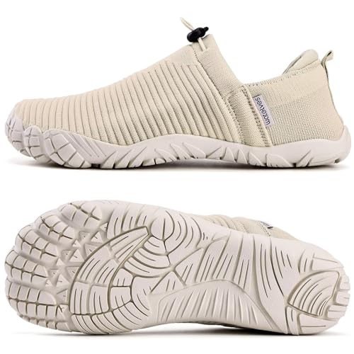 Image of WateLves Water Shoes Womens Mens - Comfortable Lightweight Striped Pattern Barefoot Shoes for Beach Swim Pool Yoga Boating Water Aerobics