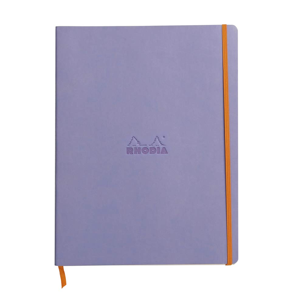 Rhodia 117709C Rhodiarama Notizbuch (mit weichem Deckel in Format DIN A4+, 220 x 297 mm, 80 Blatt, mikroperforiert, liniert, mit Gummizug, Lesezeichen, dehnbare Innentasche) 1 Stück, iris