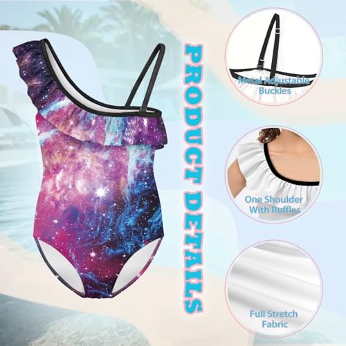 Image of Girls One Piece Swimsuit Ruffled Halter Bathing Suit with Adjustable Strap Beach Sport Swimwear for 3-14 Years