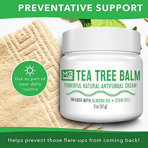 M3 Naturals Natural Antifungal Tea Tree Balm Infused with Stem Cell Powerful Skin Cream for Athletes Foot, Eczema, Toenail Fungus, Jock Itch and Ringworm Treatment, Anti Itch Relief 2 oz - Thumbnail 2