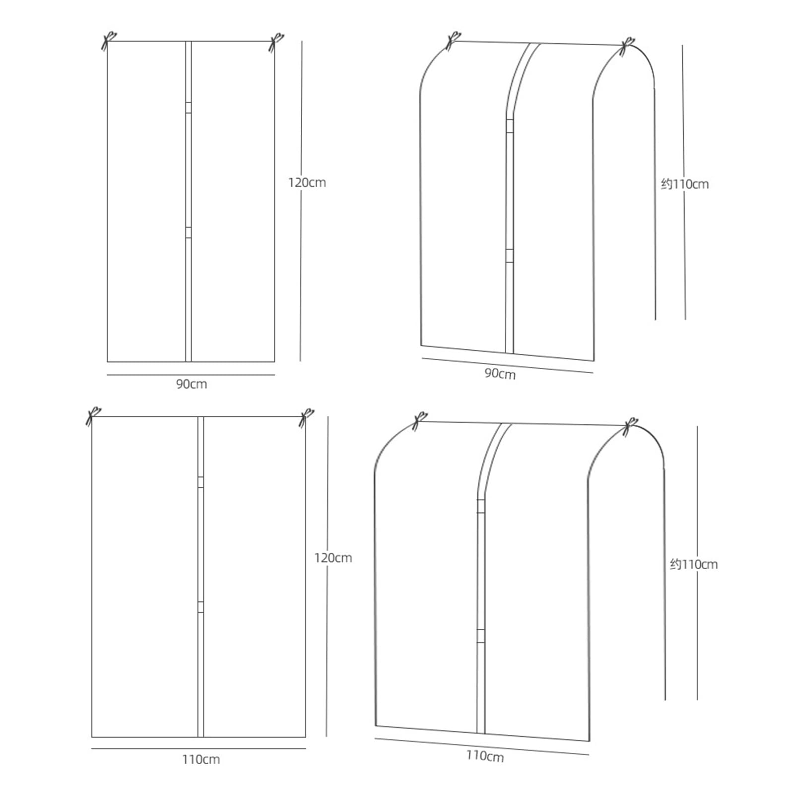 Fundas para ropa Perchero translúcido Funda antipolvo Impermeable Transpirable Colgando Armario Funda de almacenamiento Traje Vestido Bolsas de ropa, 157 x 153 cm, Blanco (Blanco 180x153 cm)
