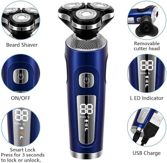 Kopfrasierer für Männer, 4-in-1 Elektrorasierer 3D-Schwimmende Schneider, USB-Schnellladung, Rasiermesser für Männer, Klingen, tragbarer Bartschneider, Schermaschine