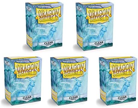 5 Packs Dragon Shield Matte Clear Standard Size 100 ct Card Sleeves Value Bundle!
