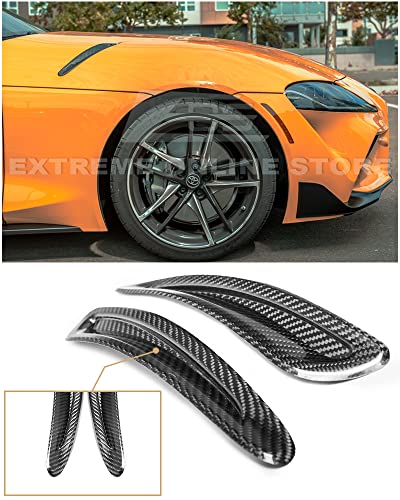 Extreme Online Store Replacement for 2020-Present Toyota A90 A91 Supra | JDM Factory Style Carbon Fiber Front Hood Duct Louver Cover Pair