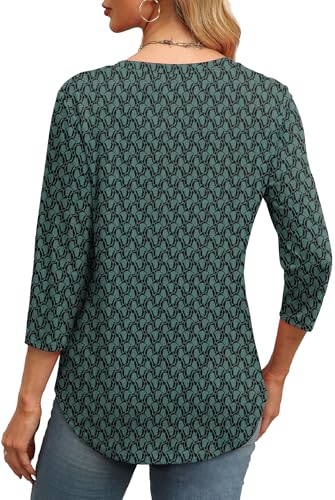 image for XIEERDUO Tunic Tops for Women Loose Fit Dressy Crewneck Pleated 3/4 Le