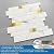 M MOFIT Backsplash Tile for Kitchen Peel and Stick Stone Matte Finish,Bathroom Tiles Stickers 3D Wall Panel Linear Mosaic Marble Backsplash Waterproof(10sheets,White Gold)