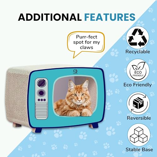 Image of Foodie Puppies Cardboard Scratching Pads with Catnip for Cats and Kittens - (Television Scratcher, 43 x 29 x 23 cm) | Durable Cat Play for Cats Corrugated Scratcher for Furniture Protection