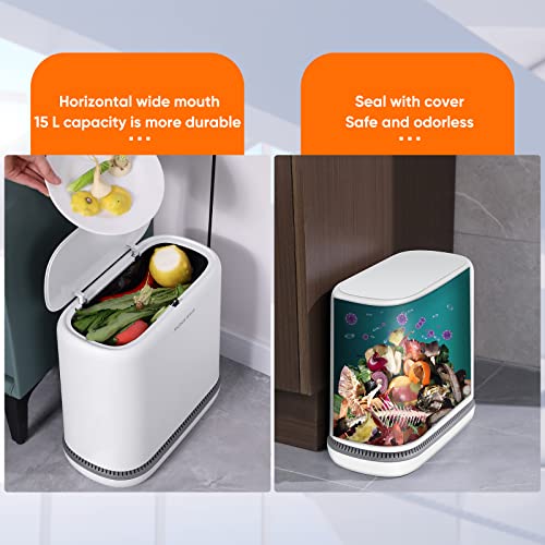 Joybos Adsorption Bathroom Trash Can With Lids,Kitchen Wastebasket With Press Type Lid,15L Dogproof Slim Plastic Narrow Garbage Can,4 Gallon Garbage Bin For Home,Office And Narrow Place #TOP4