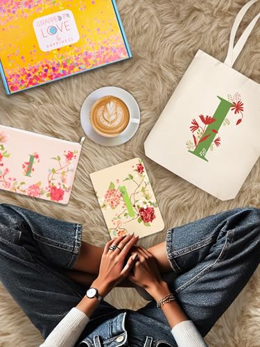 Image of DOODLE Monogram I Diary Gift Set - B6 Soft Bound Ruled Notebook with Tote Bag & Zipper Pouch - Premium Stationery Gift for Women & Girls