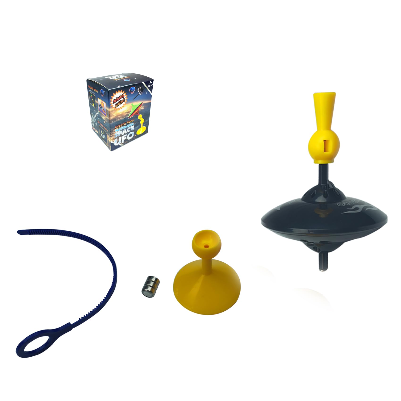 NSUKAKULU The Anti-Gravity Space Flying Saucer Gyroscope Has Various Ways af Playing and is a Gift aor Children to Play and Entertain (Black Anti-Gravity gyro UFO)
