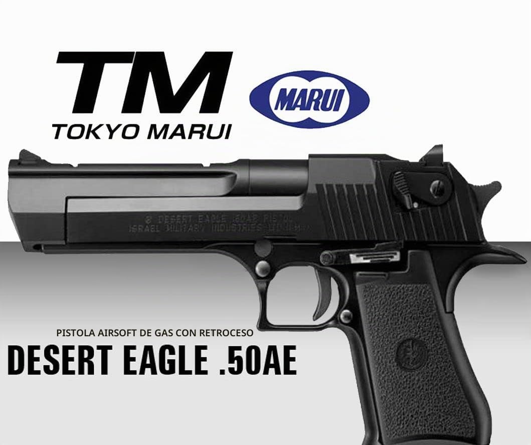 Pistola de Airsoft de Gas blowback Desert Eagle 50AE en Color Negro de la Marca y Fabricante japonés Tokyo Marui. Potencia < 1 J
