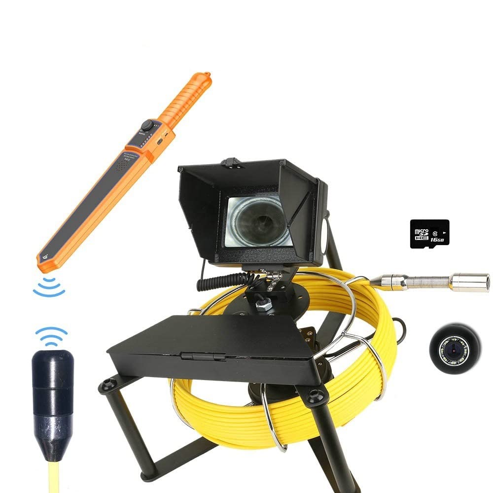 YNIYUJKL Sewer Pipe Inspection Camera With 16Gb Dvr 512Hz Pipe Locator Sewer Drain Industrial Endoscope 4.3Inch Ips Color Monitor