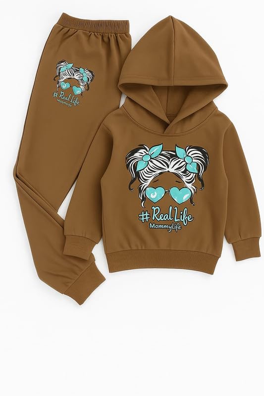 Image of Kids Cartoon Print Sweatshirt and Joggers Set | 2-Piece Winter Outfit for Boys & Girls | Soft, Warm & Comfortable Tracksuit | Perfect Winter Wear (Size) Colour