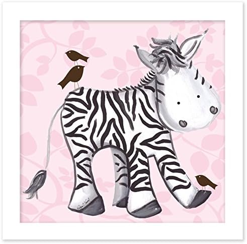 Doodlefish DBP614p-white Zelda Zebra Artwork, Pink/White Frame