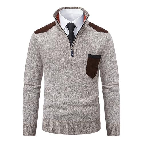 Pull en tricot doux à col roulé zippé pour homme contre le froid