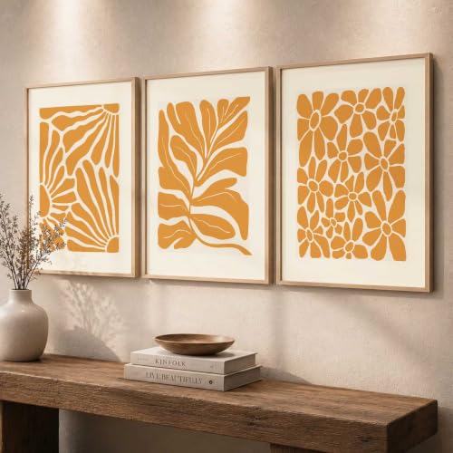 Image of kotart Aesthetic Floral Art Home Decoration | Boho Floral Paintings With Frame For Living Room Bed Room Hotel Wall Decor Digital Reprint Set of 3 (14x20 Inch)