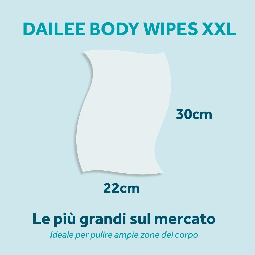 Dailee Salviette Umidificate Adulti - 520x Salviette Anziani XXL per Pulizia Corpo e Igiene Intima - Grandi, Umide, Soffici, Scaldabili in Microonde e Biodegradabili - 8 Confezioni da 65 Pezzi
