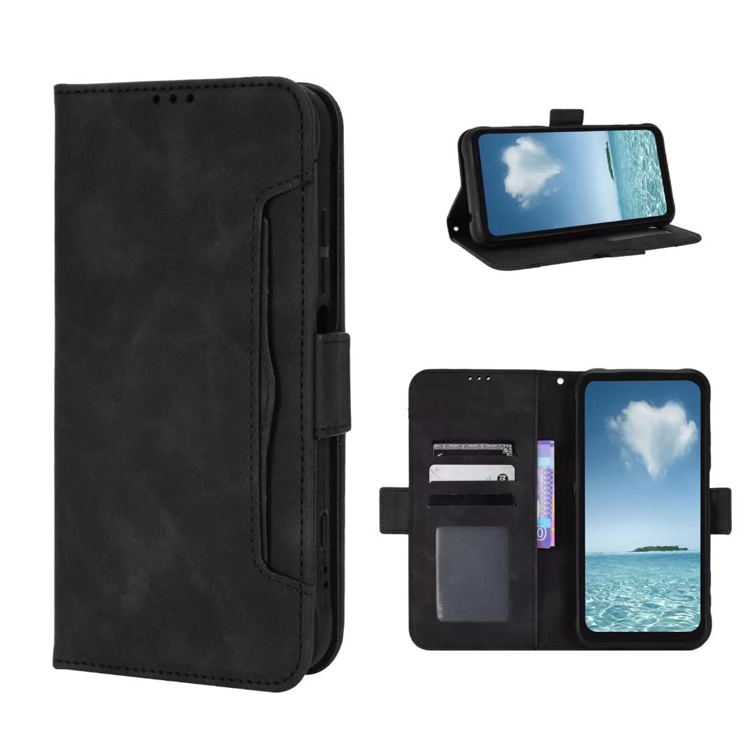 COQUE Case Tecno Spark Go 2024 Shell,Side Magnetic Multi-Slot Business Card Holder Wallet Case,Flip Phone Cover for Tecno Spark Go 2024-Black