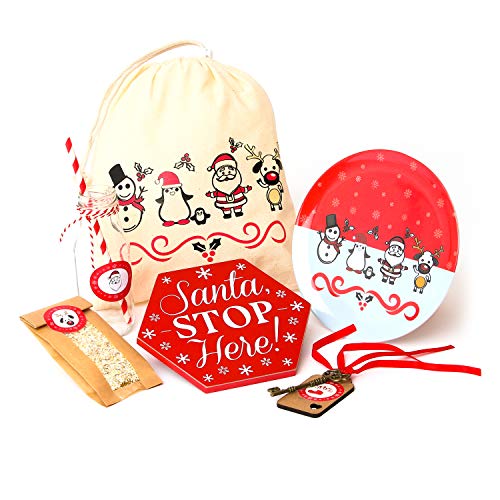 Christmas Eve Box Shop, Christmas Bag with a Santa Stop Sign, Magic Key, Reindeer Food, Cookie Plate and Milk Bottle