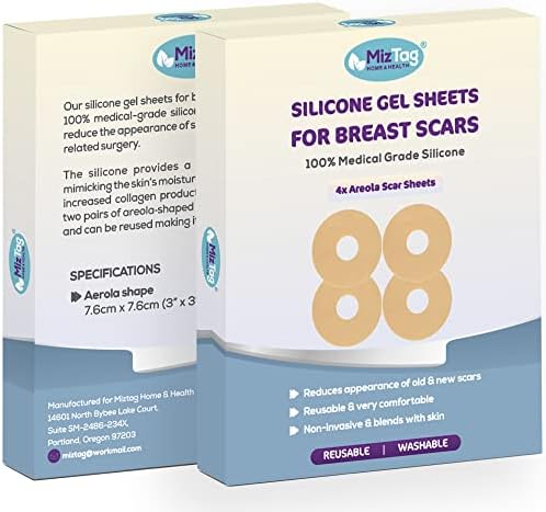 Silicone Scar Sheets for Breast Surgical Scars from Breast Reduction, Breast Augmentation, Breast Enhancement, Lift or Post Mastectomy - Reusable and Comfortable Under Post Op Bra